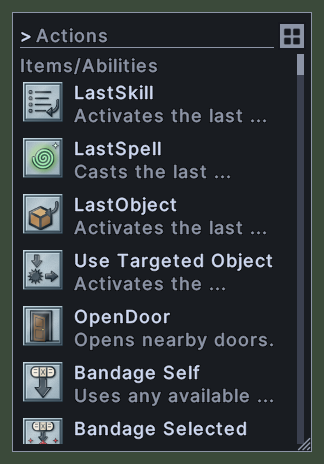 Actions, list