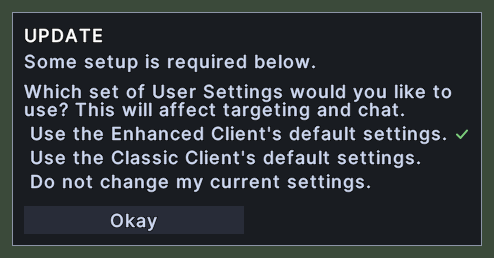 First Run Questions, settings